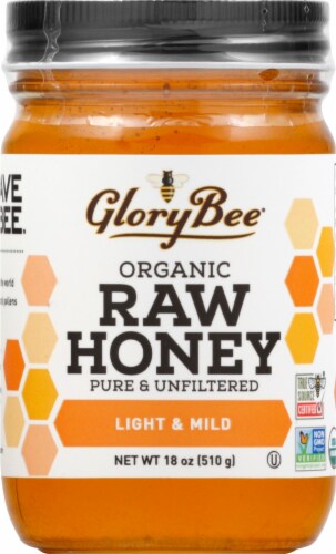 GloryBee® Raw Organic Clover Blossom Honey Spread Perspective: front