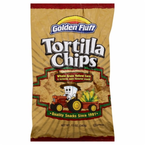 Golden Fluff Whole Grain Yellow Corn Tortilla Chips Perspective: front