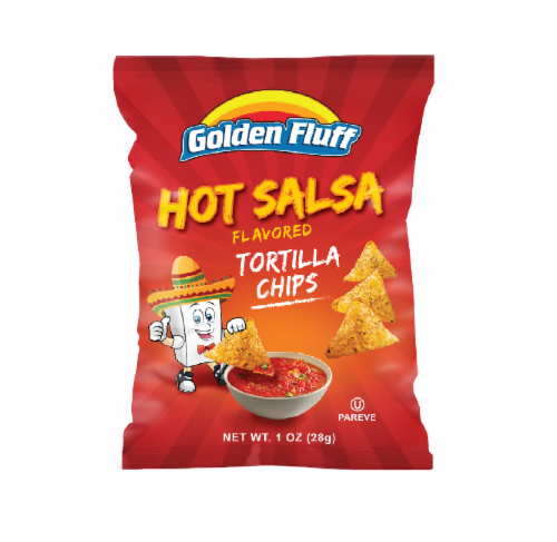 Golden Fluff Hot Salsa Flavored Tortilla Chips Perspective: front