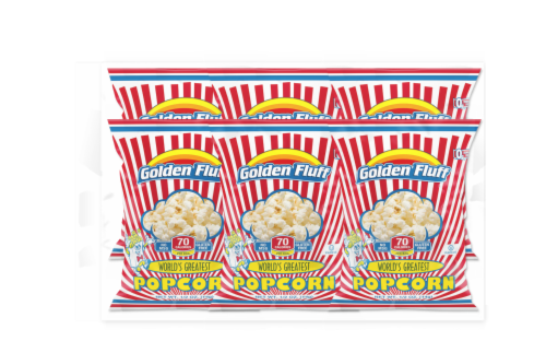 Golden Fluff Worlds Greatest Popcorn 6 Pack Perspective: front