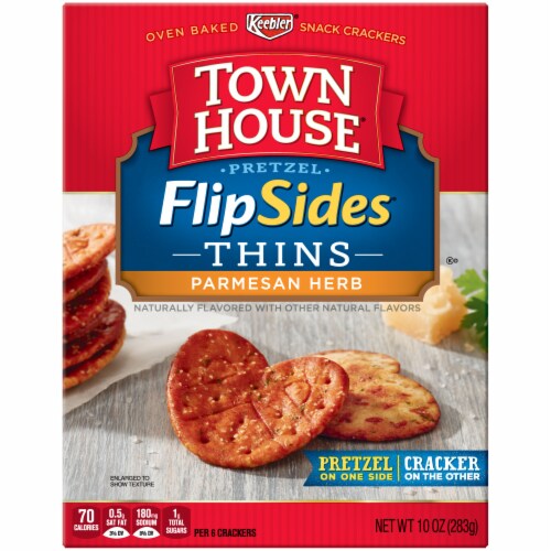 Town House Flip Sides Thins Parmesan Herb Crackers Perspective: front