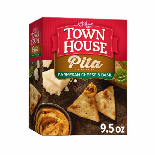 Town House Parmesan Cheese & Basil Pita Snack Crackers Perspective: front