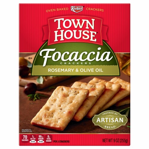 Town House® Rosemary and Olive Oil Focaccia Crackers Perspective: front