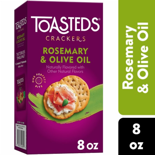 Toasteds Rosemary and Olive Oil Snack Crackers Perspective: front