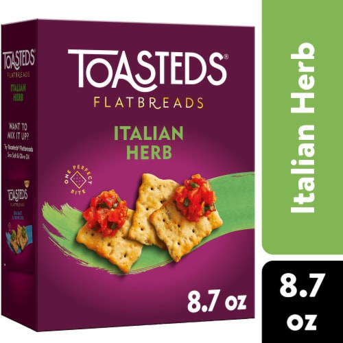 Toasteds Flatbreads Italian Herb Snack Crackers Perspective: front
