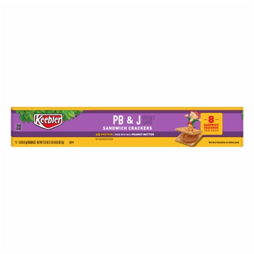 Keebler Kings Blend Toasted Peanut Butter and Jelly Sandwich Cracker, 1.8 Ounce -- 144  case. Perspective: front