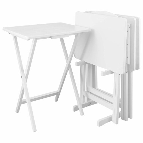 Casual Home Solid Wood Folding Tray Table with Storage Stand 4