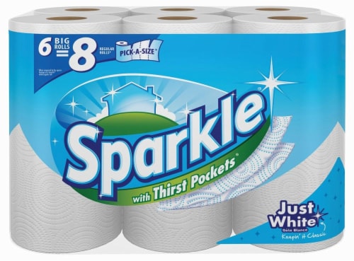 Sparkle Paper Towels 6 Big Rolls Pick-A-Size Perspective: front
