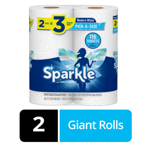 Sparkle Pick-A-Size Modern White Paper Towels Perspective: front