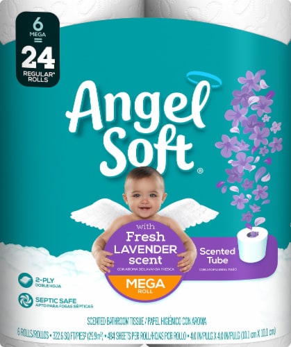Angel Soft Fresh Lavender Scent Mega Roll Bath Tissue Perspective: front