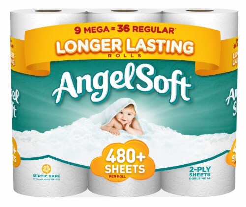 Angel Soft Mega Rolls Bath Tissue Perspective: front