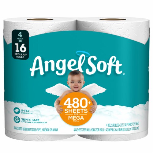 Angel Soft Mega Roll Bathroom Tissue Perspective: front