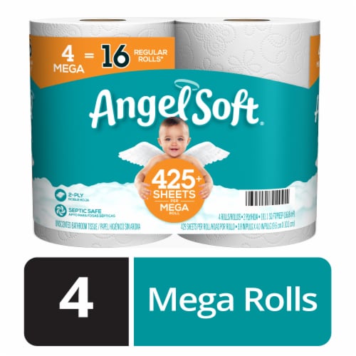 Angel Soft Mega Rolls Toilet Paper Perspective: front