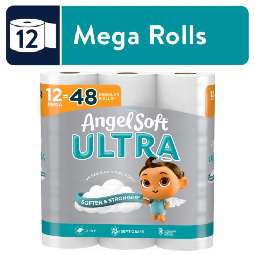 Angel Soft® Ultra Soft & Stronger Mega Rolls Perspective: front