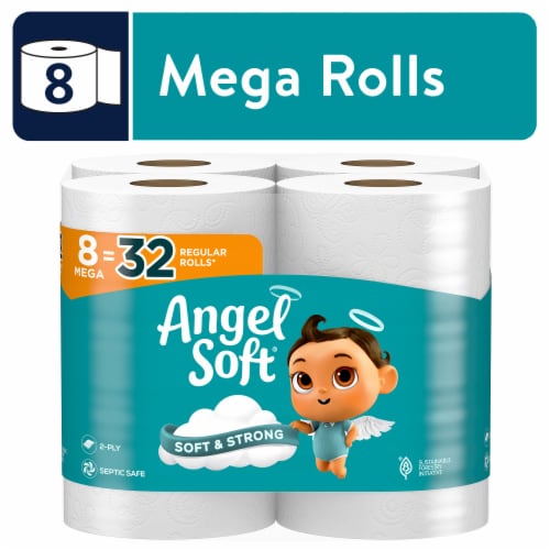 Angel Soft® Mega Roll Toilet Paper Perspective: front