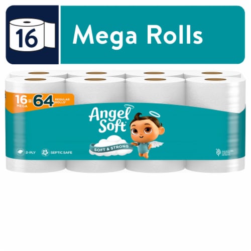 Angel Soft® Mega 2-Ply Toilet Paper Perspective: front