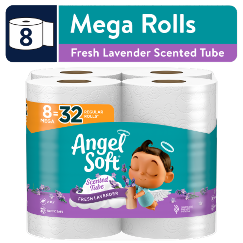 Angel Soft® Fresh Lavender Scented Tube Toilet Paper Mega Rolls Perspective: front