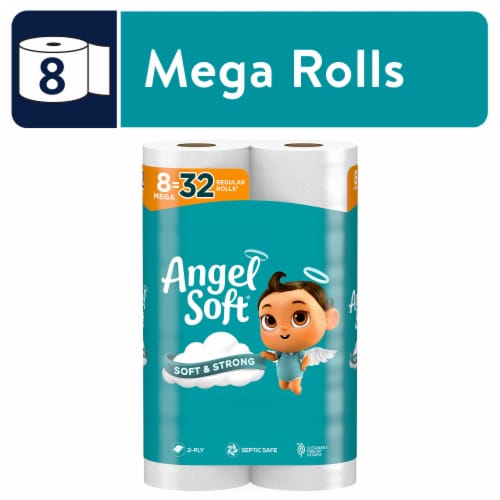 Angel Soft® Soft & Strong Toilet Paper Mega Rolls Perspective: front