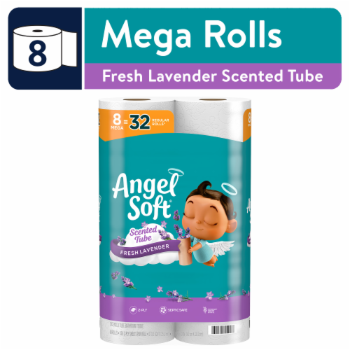 Angel Soft® Toilet Paper with Fresh Lavender Scented Tube Mega Roll Perspective: front