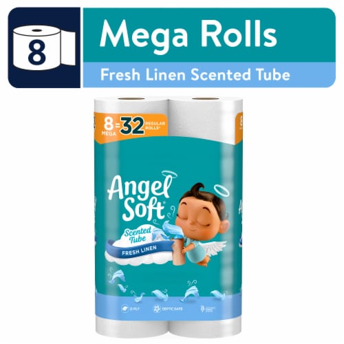 Angel Soft® Toilet Paper Fresh Linen Scented Tube Mega Rolls Perspective: front
