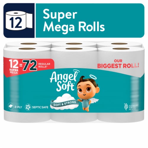 Angel Soft Super Mega Soft Toilet Paper Rolls Perspective: front