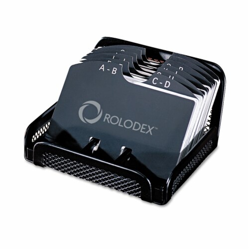 Rolodex™ Metal/Mesh Open Tray Business Card File Holder Perspective: front