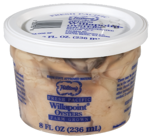 Hilton's Fresh Pacific Willapoint Oysters Perspective: front