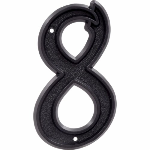 Hillman Group 844048 6 in. Matte Black Plastic House Number - 8 -  6 Piece Perspective: front