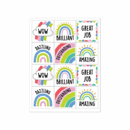Rainbow Doodles Reward Stickers, Pack of 60 Perspective: front
