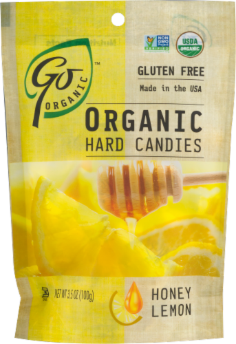 Go Naturally Organic Honey Lemon Hard Candies Perspective: front