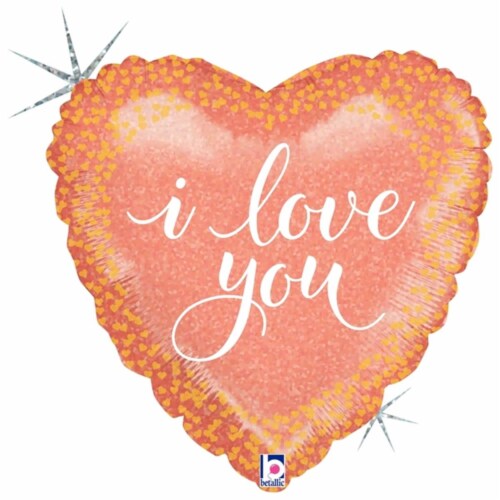 Betallic 89380 18 in. Rose Gold Love Holo Flat Foil Balloon Perspective: front
