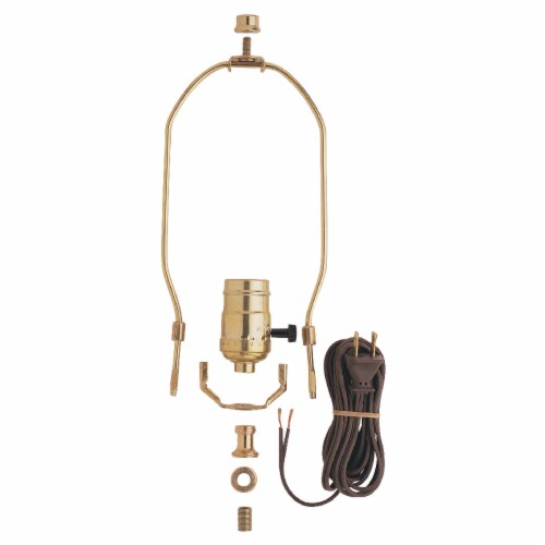 Westinghouse 3-Way Turn-Knob Medium Base Brass Make-A-Lamp Kit Perspective: front