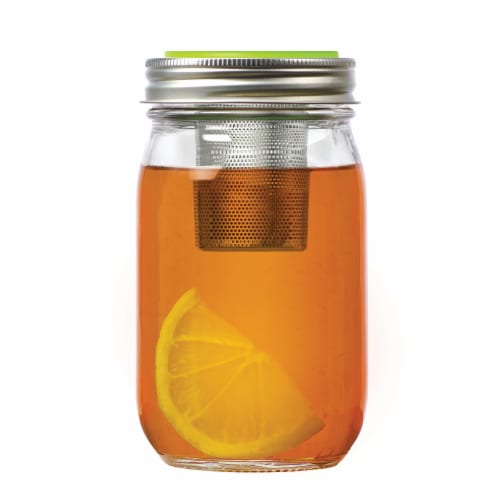 Jarware Tea Infuser Lid for Regular Mouth Mason Jars, Green