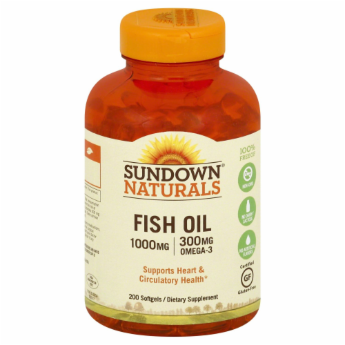 Sundown Naturals Fish Oil 1000 mg Omega-3 Softgels Perspective: front