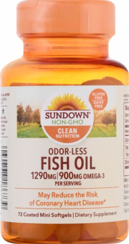 Sundown Naturals Odorless Fish Oil 1290 mg Omega-3 900 mg Mini Softgels Perspective: front