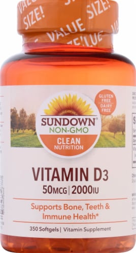 Sundown Naturals Vitamin D3 2000 IU Softgels Perspective: front