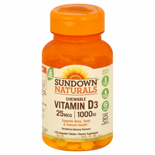 Sundown Naturals Chewable Vitamin D3 Strawberry Banana Tablets 25mcg Perspective: front