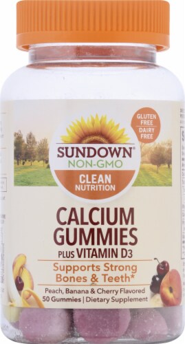 Sundown Naturals Calcium Plus Vitamin D3 Peach Banana & Cherry Flavored Gummies Perspective: front