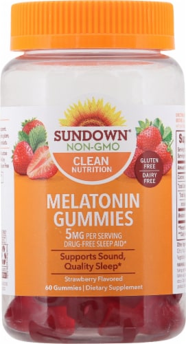 Sundown Naturals Melatonin Strawberry Gummies Perspective: front
