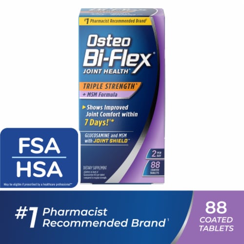 Osteo Bi-Flex Triple Strength Joint Health + MSM Formula Coated Tablets 80 Count Perspective: front