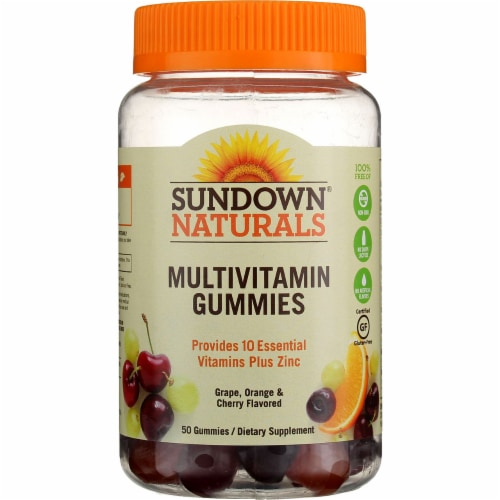 Sundown Naturals Multivitamin Grape Orange & Cherry Flavored Gummies Perspective: front