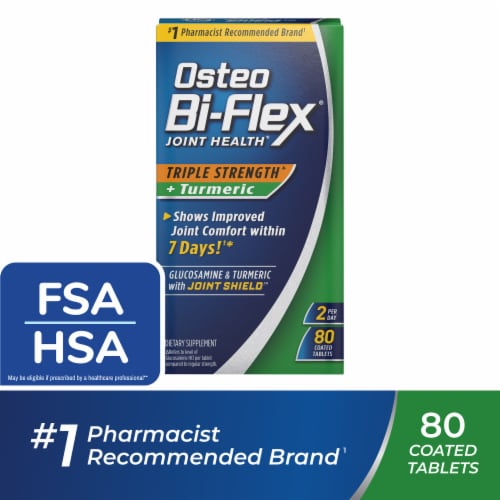 Osteo Bi-Flex Glucosamine with Turmeric, Joint Health Supplement, Coated Tablets Perspective: front
