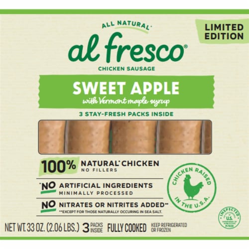 Al Fresco® Sweet Apple Fully Cooked Chicken Sausage Perspective: front