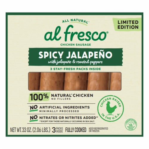 Al Fresco® Spicy Jalapeno Fully Cooked Chicken Sausage Perspective: front