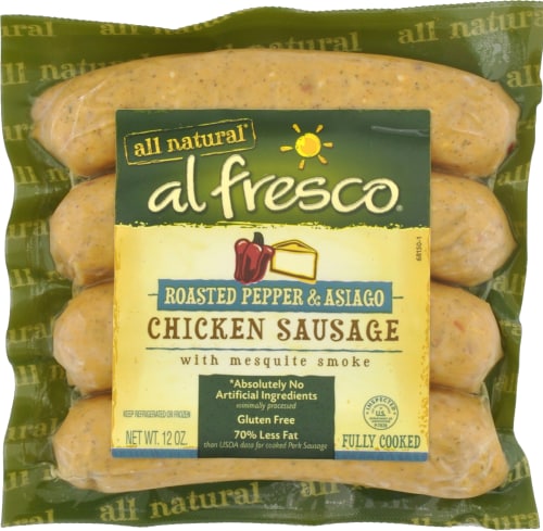 Al Fresco Pepper & Asiago Chicken Sausage Perspective: front