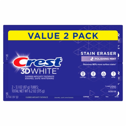 Crest® 3D White™ Stain Eraser Polishing Mint Fluoride Anticavity Toothpaste Perspective: front