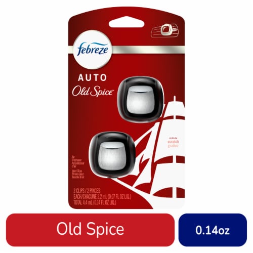 Febreze AUTO Old Spice Scent Air Freshener Car Vent Clip, 2 pk