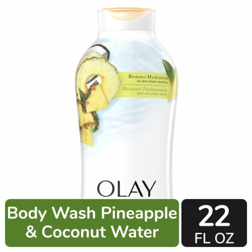 Olay Fresh Outlast Rejuvenating Notes of Pineapple and Coconut Water Paraben Free Body Wash Perspective: front