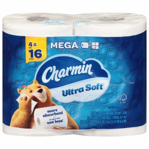 Charmin® Ultra Soft Mega Rolls Toilet Paper Tissue Perspective: front