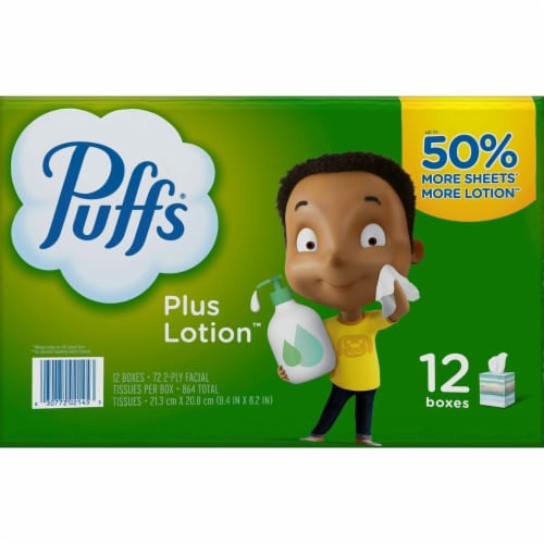 Puffs Plus Lotion Facial Tissues (72 tissues/cube, 12 mega cubes), 1 unit -  Foods Co.